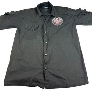 Y2K Spiral Graphic Button Down Shirt - Size Large